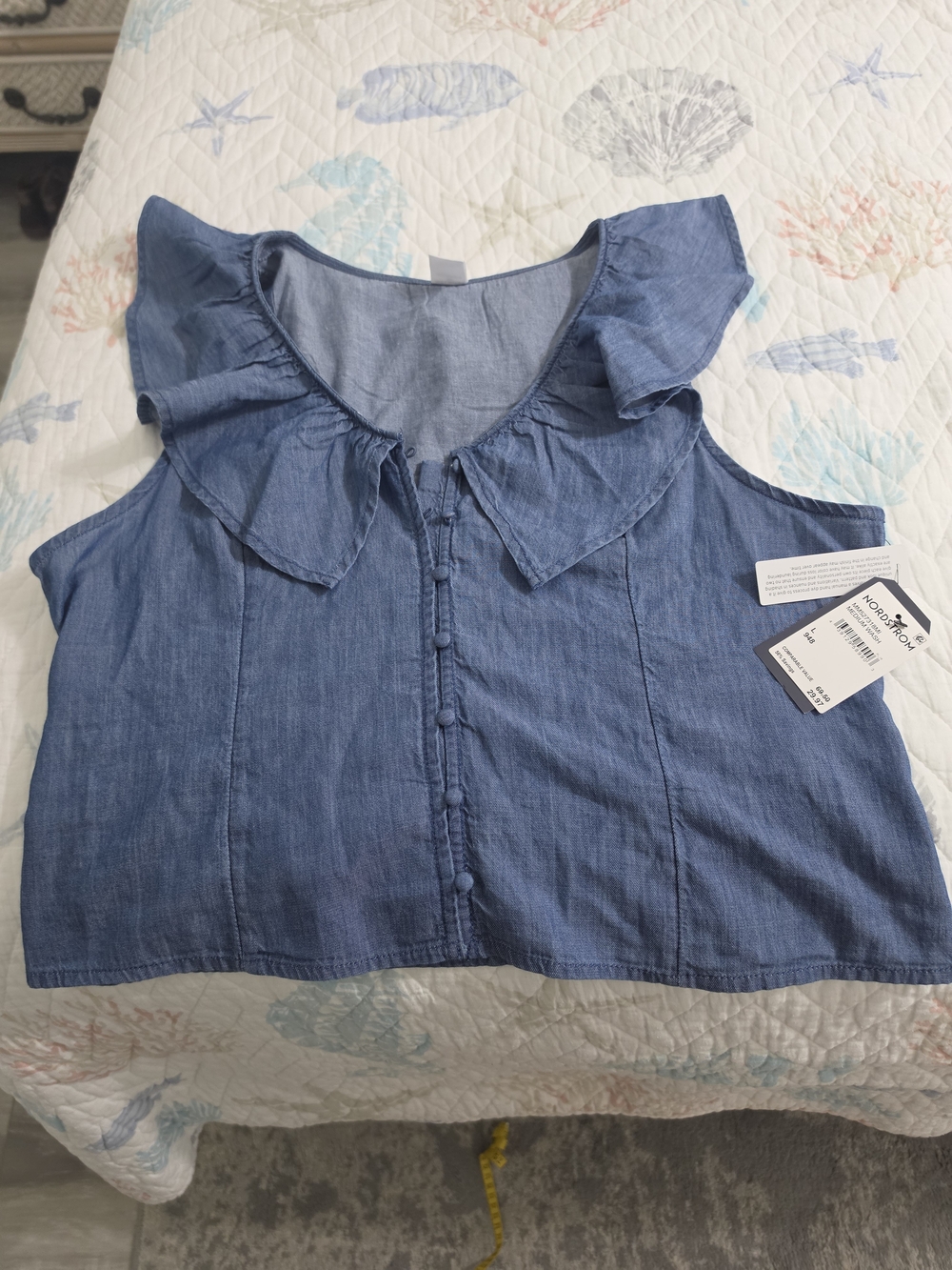 NWT Melrose and Market Light Blue Denim Tank Top Size L